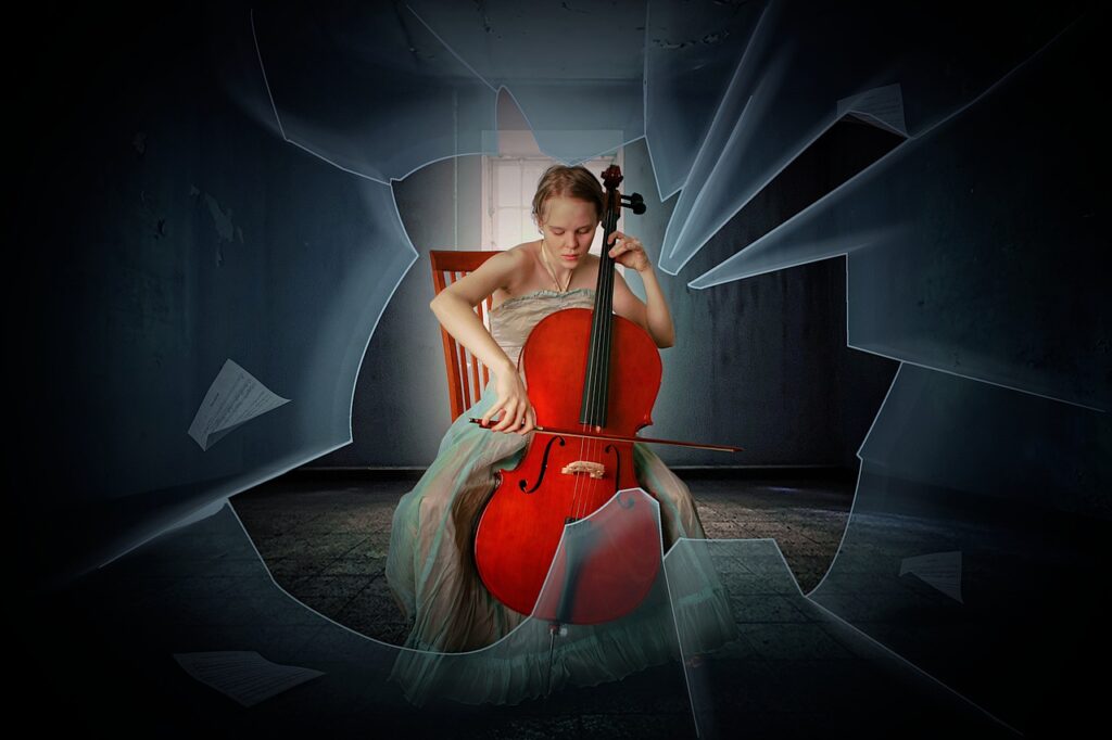 woman playing cello